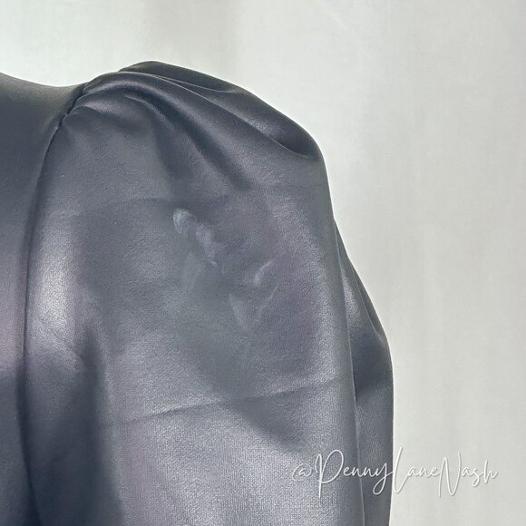 Express Puff Sleeve Vegan Leather Sheat Dress Black - Picture 11 of 11